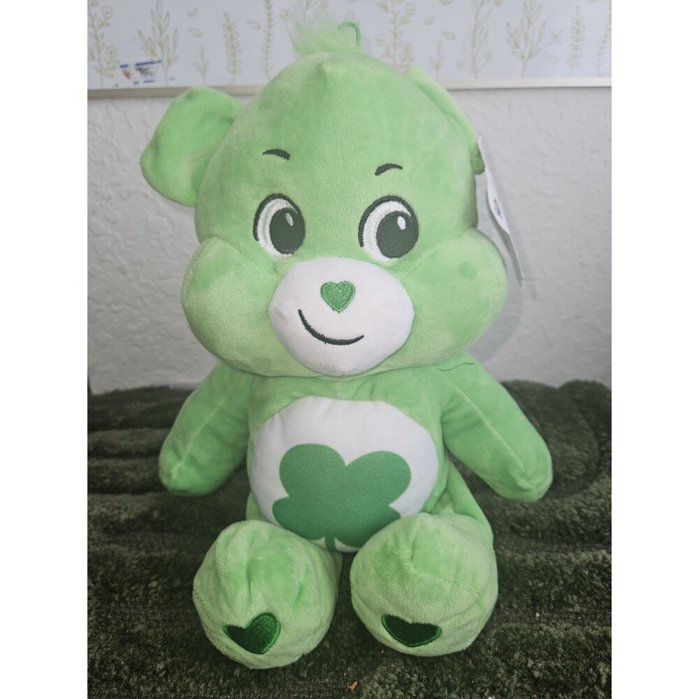 Care Bears Good Luck Bear Green Plush 14" Shamrock Basic Fun Promo NFR